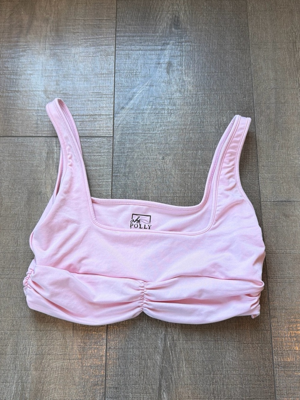 ohPOLLY Pink Ruched Crop swim top